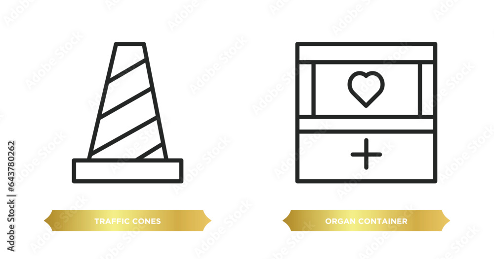 Aufkleber two editable outline icons from signaling concept. thin line icons such as traffic cones, organ cont