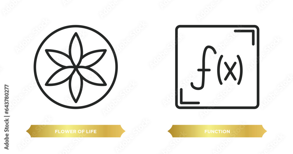 Aufkleber two editable outline icons from shapes concept. thin line icons such as flower of life, function vec