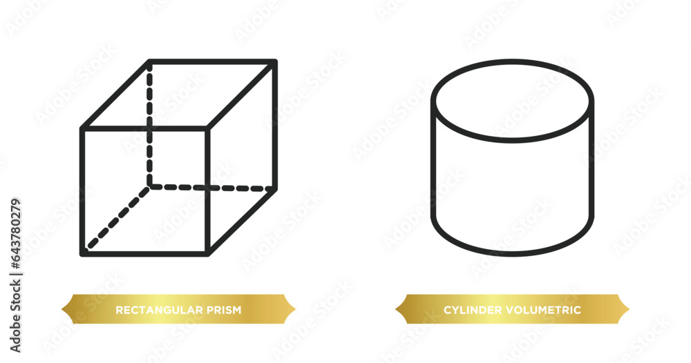 Aufkleber two editable outline icons from shapes concept. thin line icons such as rectangular prism, cylinder 