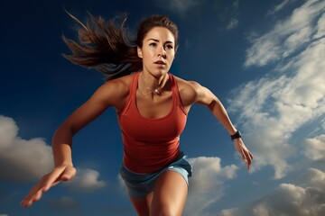Fototapeta na wymiar Active female athlete running | Generative AI