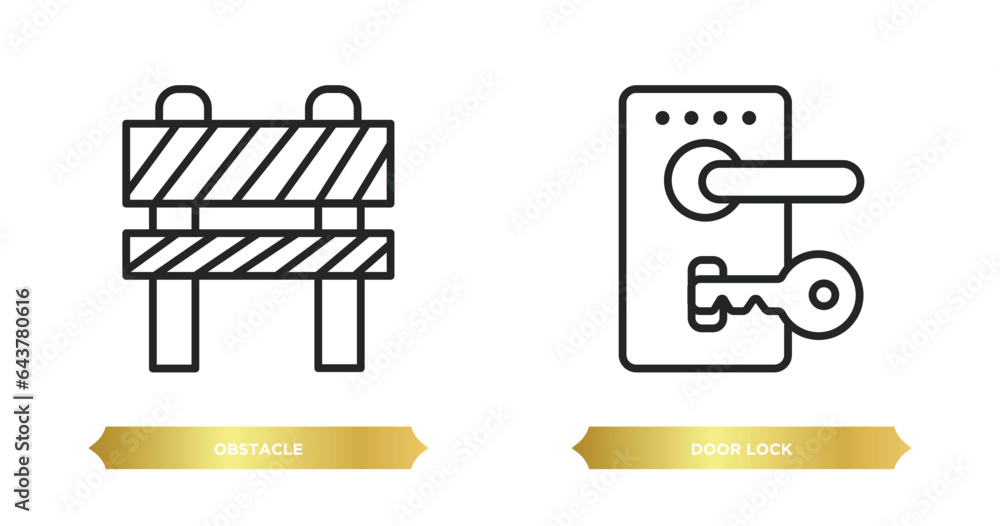 Canvas Prints two editable outline icons from security concept. thin line icons such as obstacle, door lock vector.