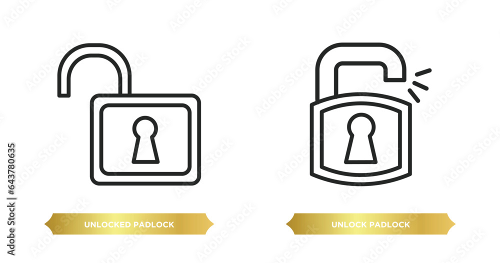 Aufkleber two editable outline icons from security concept. thin line icons such as unlocked padlock, unlock p