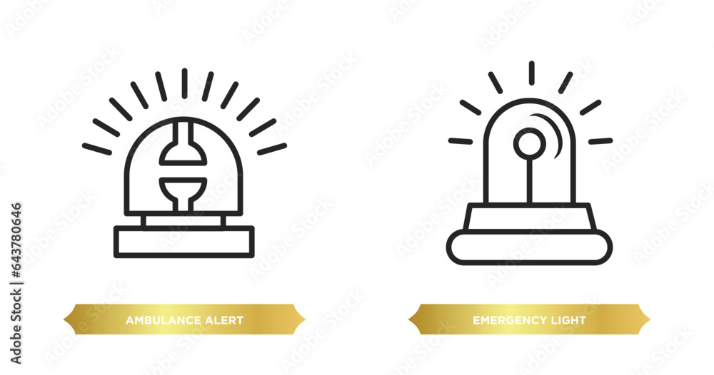 Poster two editable outline icons from security concept. thin line icons such as ambulance alert, emergency