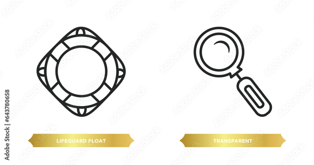 Poster two editable outline icons from security concept. thin line icons such as lifeguard float, transpare