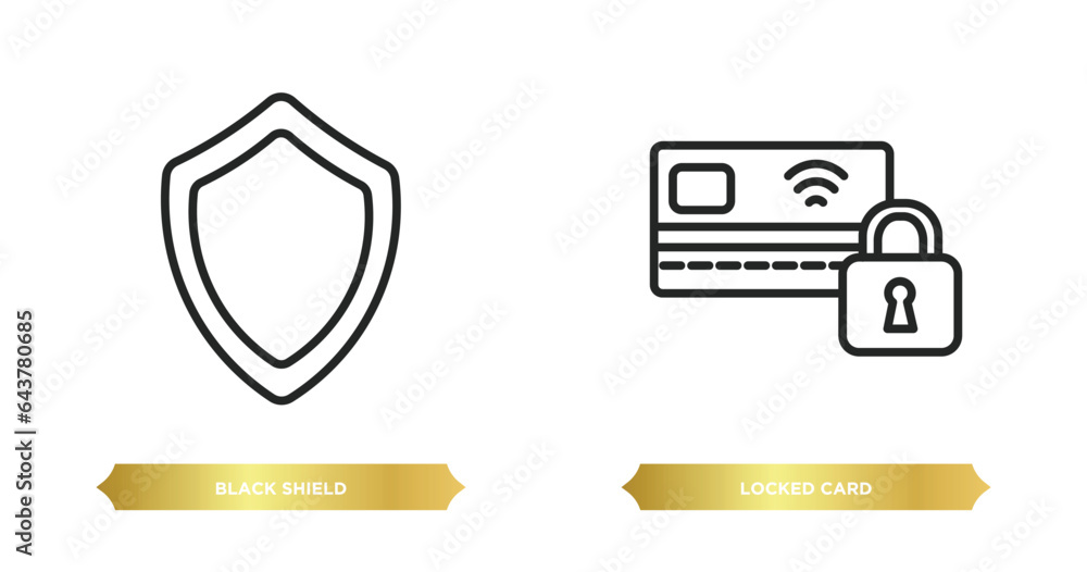 Aufkleber two editable outline icons from security concept. thin line icons such as black shield, locked card 