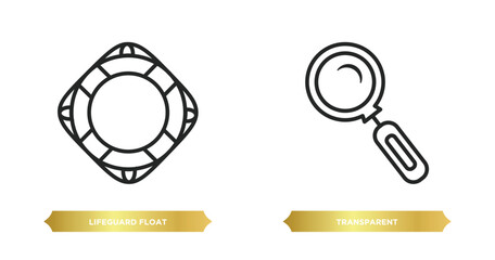 two editable outline icons from security concept. thin line icons such as lifeguard float, transparent vector.