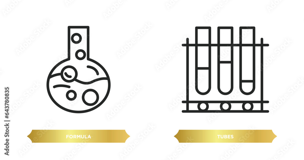 Aufkleber two editable outline icons from science concept. thin line icons such as formula, tubes vector.