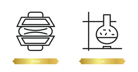 two editable outline icons from science concept. thin line icons such as force, lab vector.