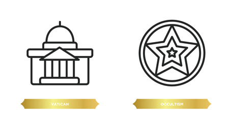 two editable outline icons from religion concept. thin line icons such as vatican, occultism vector.