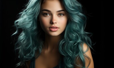 Fototapeta premium A young woman with beautiful hair, generative AI
