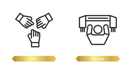 two editable outline icons from political concept. thin line icons such as unity, supporter vector.
