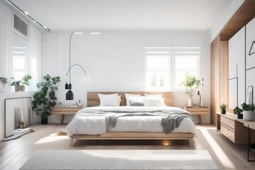 a minimalist bedroom with Scandinavian design