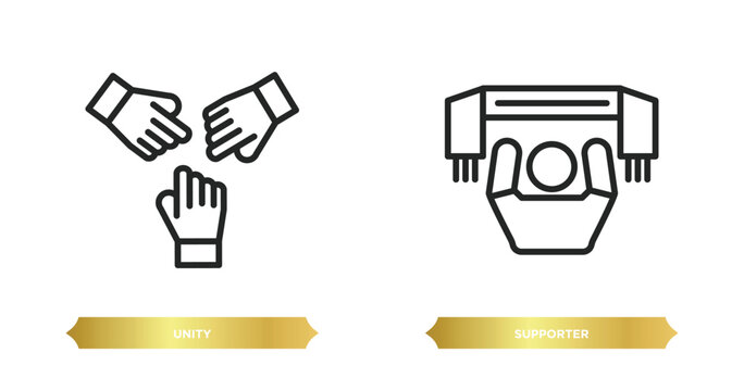two editable outline icons from political concept. thin line icons such as unity, supporter vector.