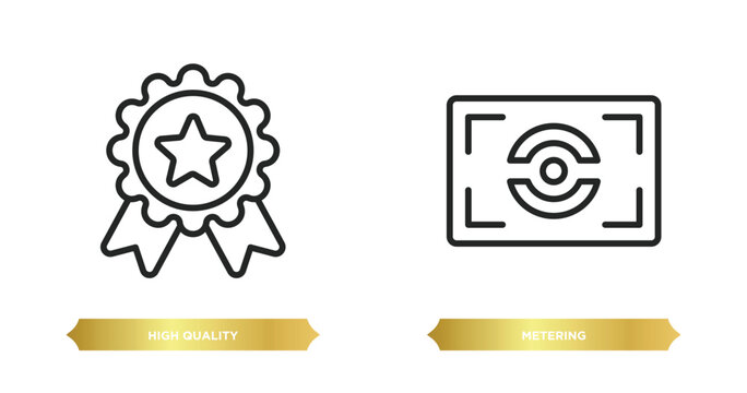 two editable outline icons from photography concept. thin line icons such as high quality, metering vector.