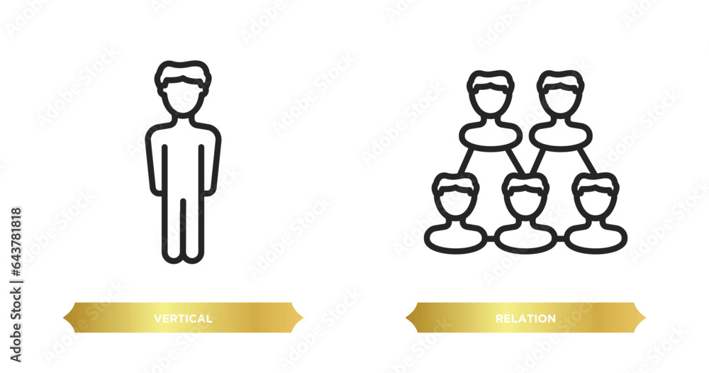 Aufkleber two editable outline icons from people concept. thin line icons such as vertical, relation vector.