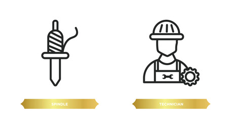 two editable outline icons from people concept. thin line icons such as spindle, technician vector.