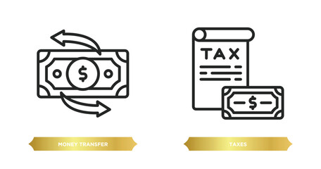 two editable outline icons from payment concept. thin line icons such as money transfer, taxes vector.