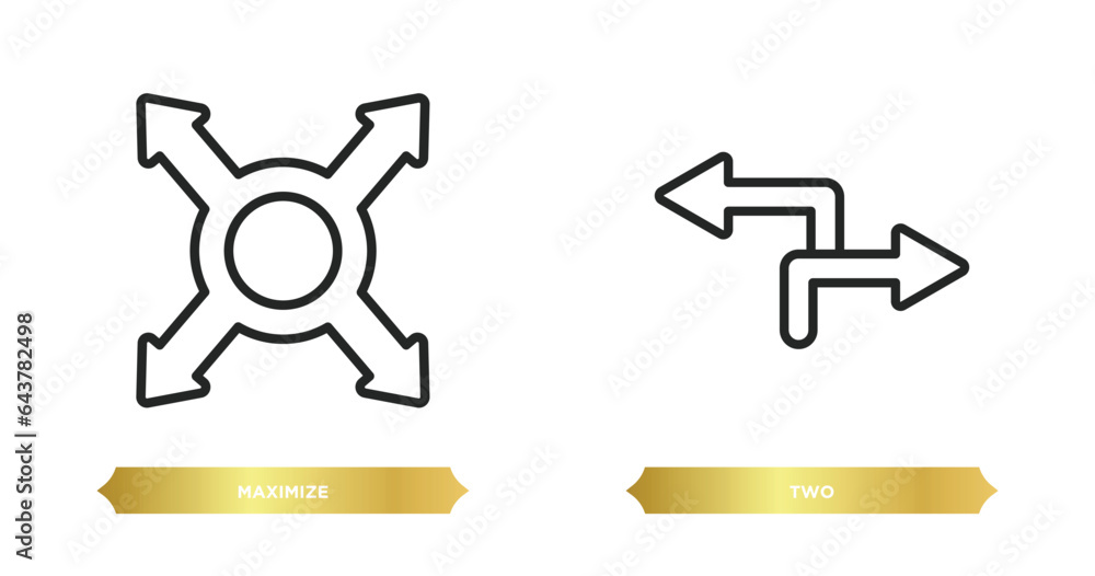 Poster two editable outline icons from orientation concept. thin line icons such as maximize, two vector.