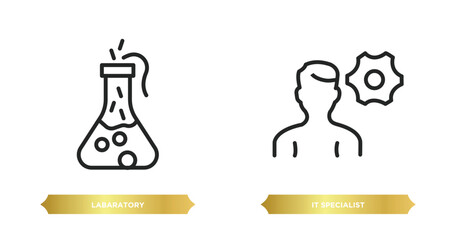 two editable outline icons from other concept. thin line icons such as labaratory, it specialist vector.