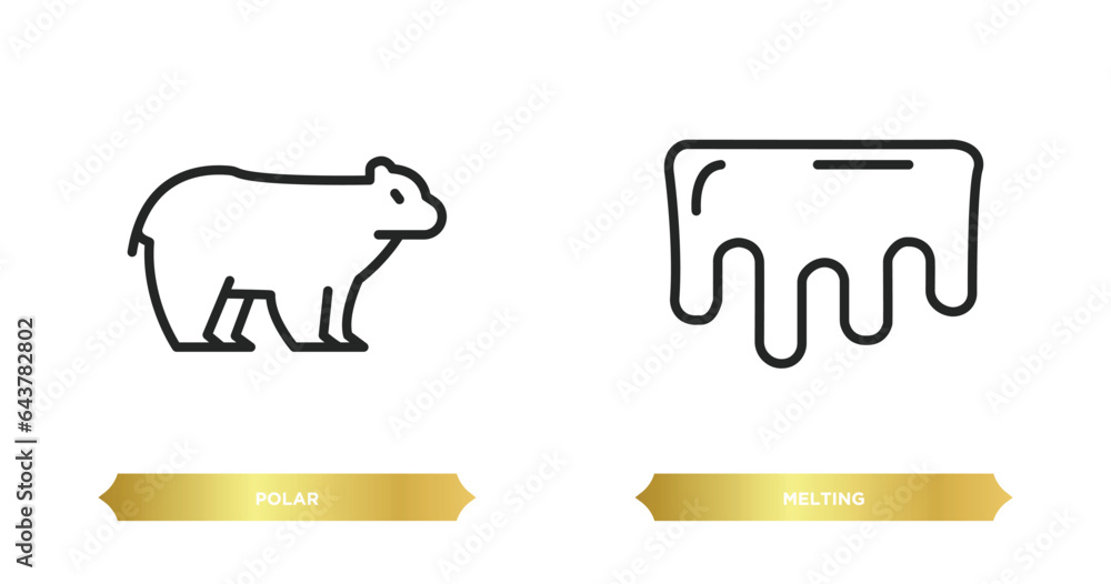 Poster two editable outline icons from nature concept. thin line icons such as polar, melting vector.
