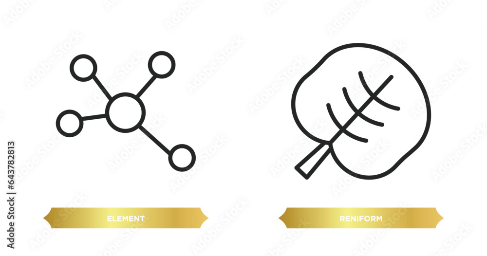 Poster two editable outline icons from nature concept. thin line icons such as element, reniform vector.
