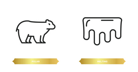 Fototapeta premium two editable outline icons from nature concept. thin line icons such as polar, melting vector.