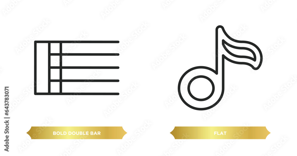 Poster two editable outline icons from music and media concept. thin line icons such as bold double bar lin