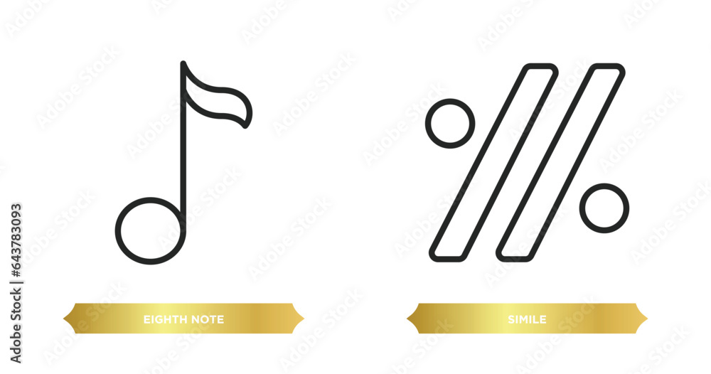 Poster two editable outline icons from music and media concept. thin line icons such as eighth note, simile
