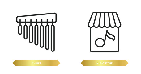 two editable outline icons from music and media concept. thin line icons such as chimes, music store vector.