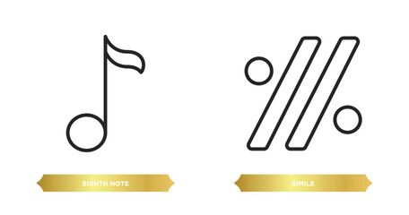two editable outline icons from music and media concept. thin line icons such as eighth note, simile vector.