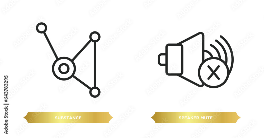 Poster two editable outline icons from multimedia concept. thin line icons such as substance, speaker mute 