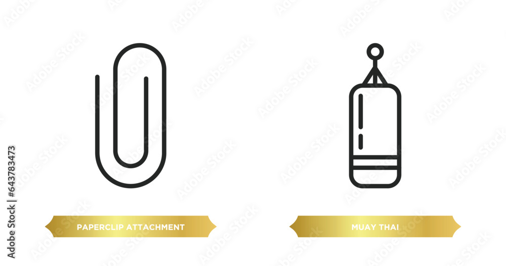Poster two editable outline icons from miscellaneous concept. thin line icons such as paperclip attachment,