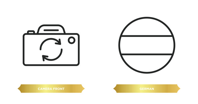 two editable outline icons from miscellaneous concept. thin line icons such as camera front, german vector.