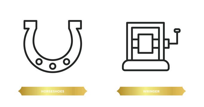 two editable outline icons from miscellaneous concept. thin line icons such as horseshoes, wringer vector.
