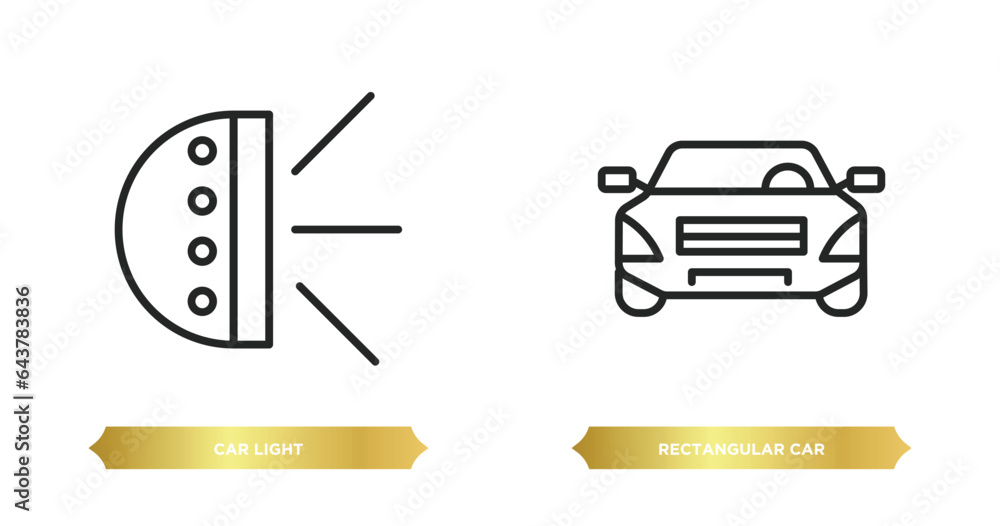 Aufkleber two editable outline icons from mechanicons concept. thin line icons such as car light, rectangular 