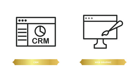 two editable outline icons from marketing concept. thin line icons such as crm, web graphic vector.