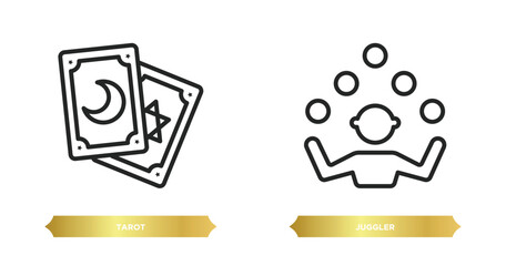 two editable outline icons from magic concept. thin line icons such as tarot, juggler vector.