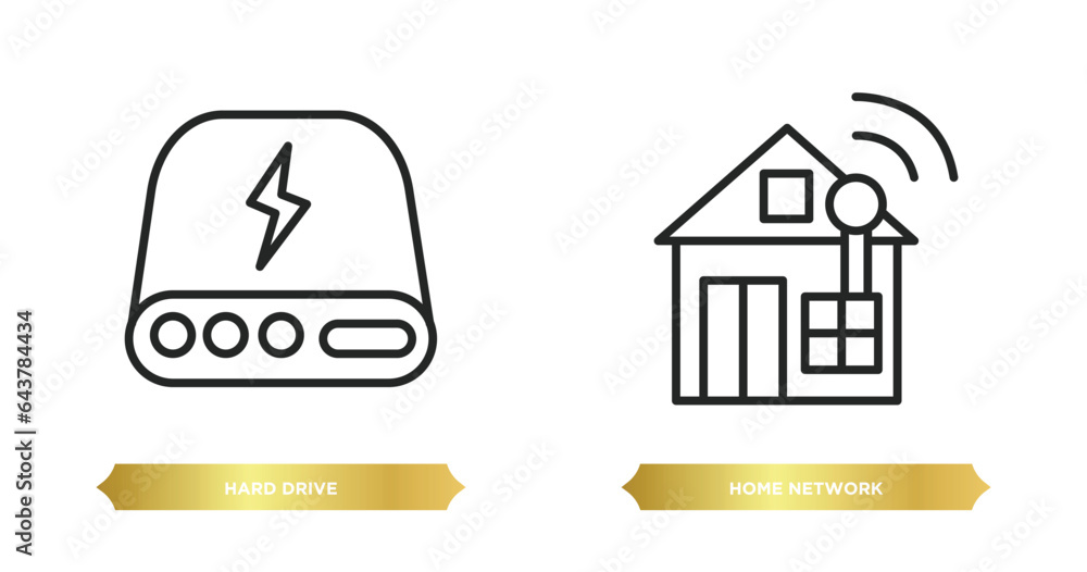 Aufkleber two editable outline icons from internet security concept. thin line icons such as hard drive, home 