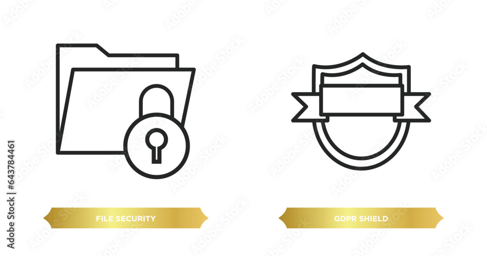 Poster two editable outline icons from internet security concept. thin line icons such as file security, gd