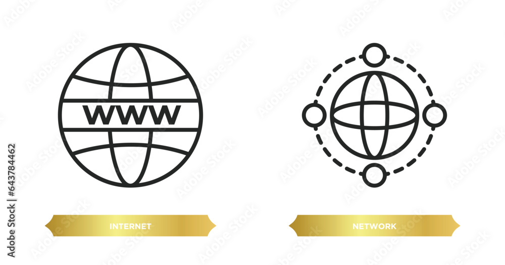 Poster two editable outline icons from internet security concept. thin line icons such as internet, network