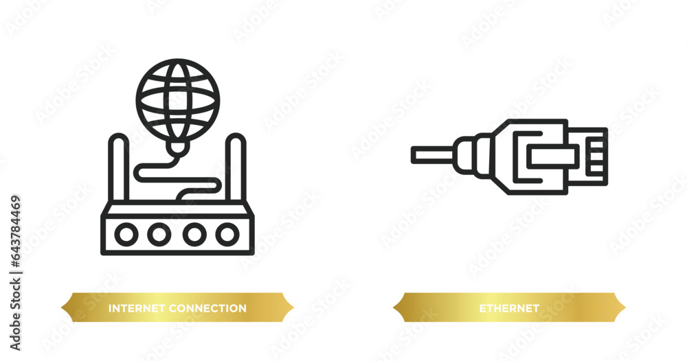 Poster two editable outline icons from internet security concept. thin line icons such as internet connecti