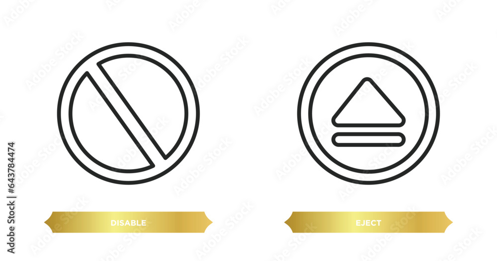 Poster two editable outline icons from interface concept. thin line icons such as disable, eject vector.