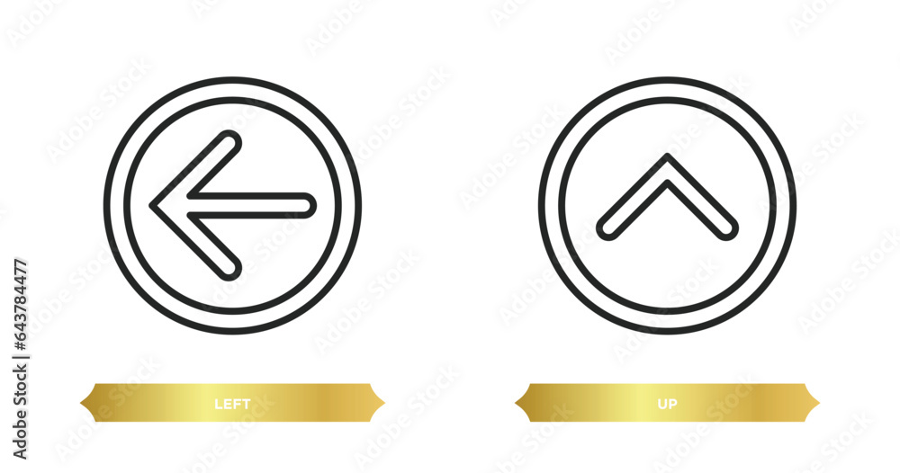 Poster two editable outline icons from interface concept. thin line icons such as left, up vector.