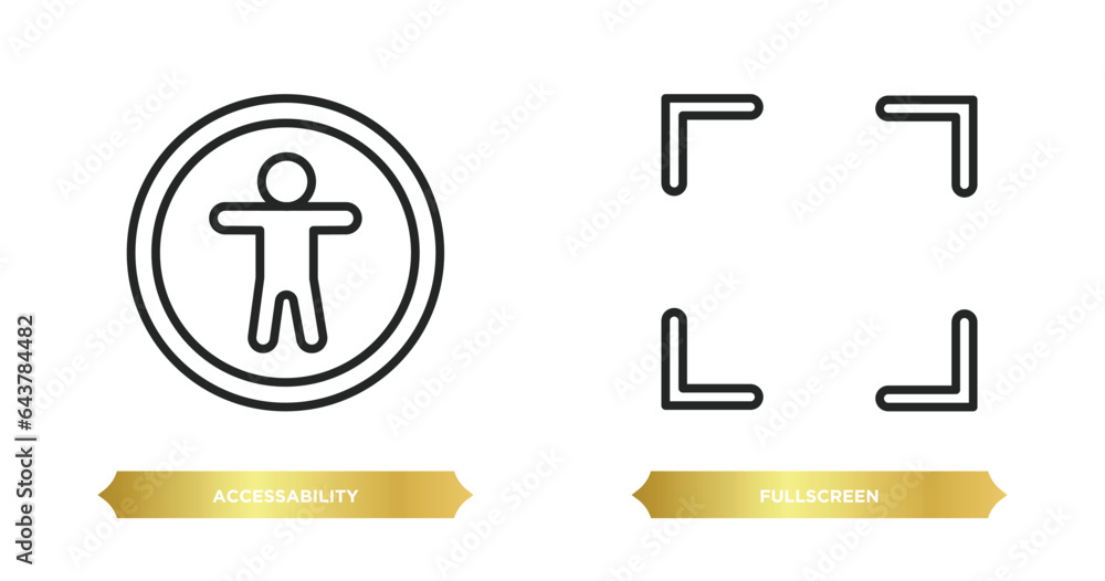 Poster two editable outline icons from interface concept. thin line icons such as accessability, fullscreen