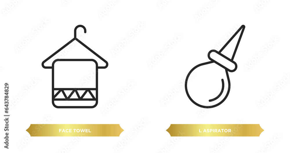 Poster two editable outline icons from hygiene concept. thin line icons such as face towel, l aspirator vec