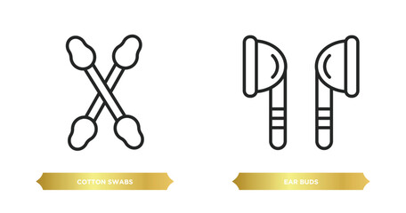 two editable outline icons from hygiene concept. thin line icons such as cotton swabs, ear buds vector.
