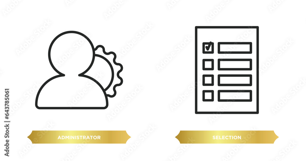Poster two editable outline icons from human resources concept. thin line icons such as administrator, sele