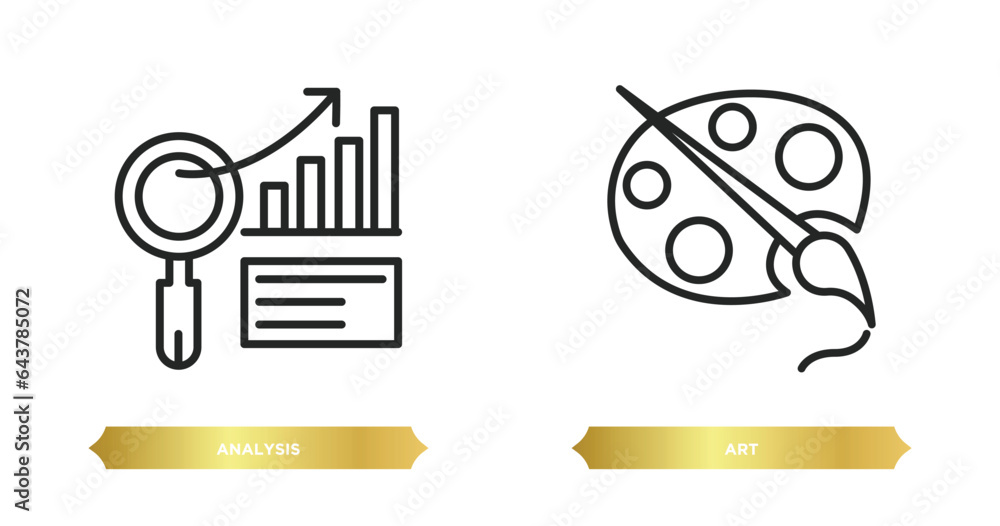 Poster two editable outline icons from human resources concept. thin line icons such as analysis, art vecto