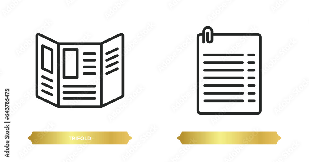 Poster two editable outline icons from history concept. thin line icons such as trifold, vector.