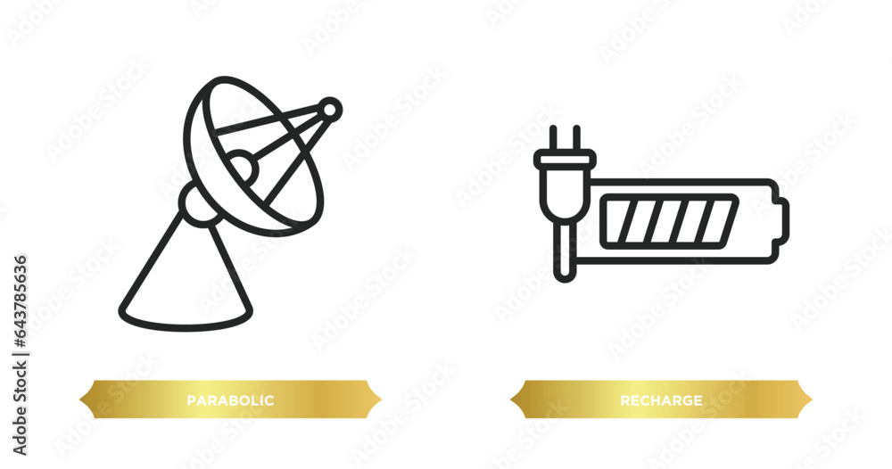 Poster two editable outline icons from hardware concept. thin line icons such as parabolic, recharge vector